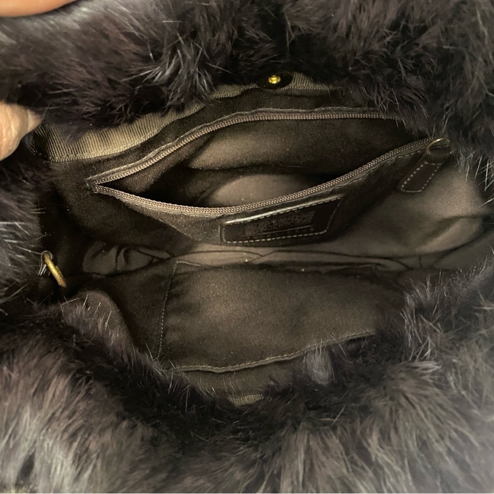 EUC Vintage Coach Brown Rabbit Fur Nylon Quilted Hobo Bag - Limited Edition - Picture 10 of 12